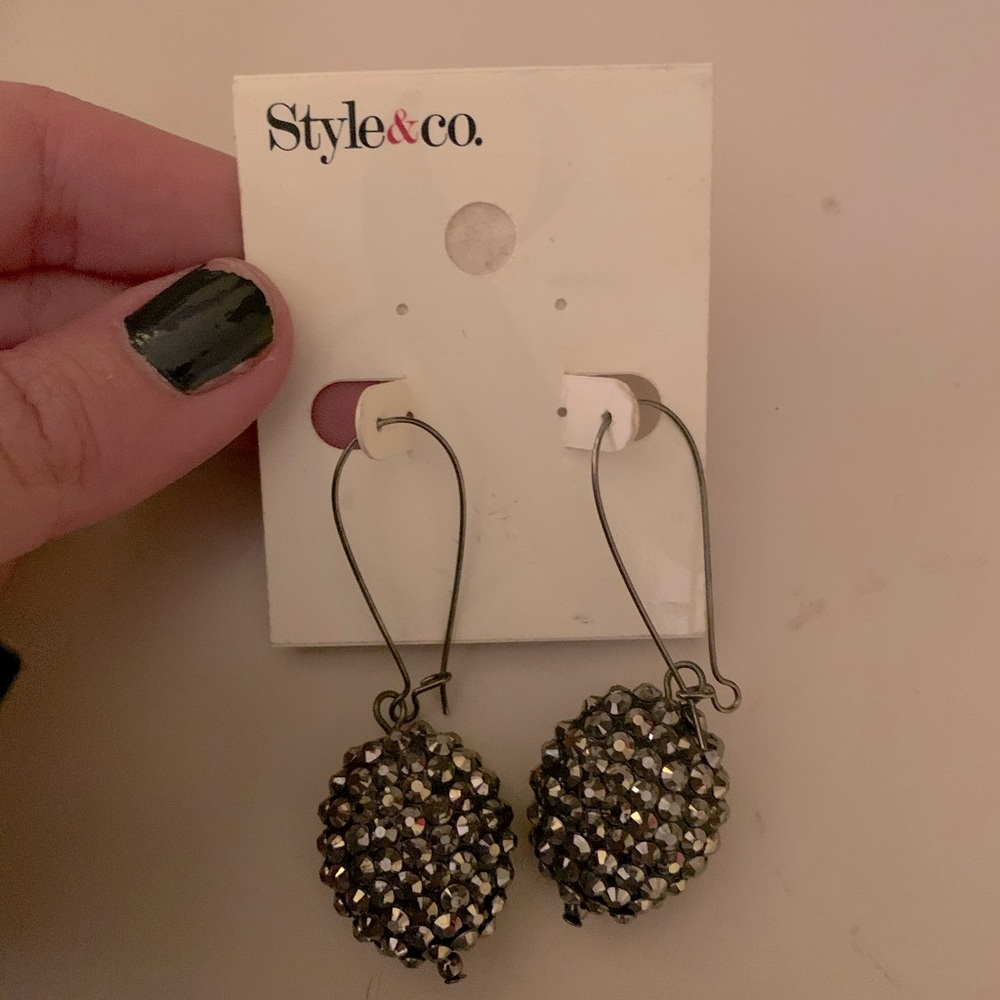 Black stone earrings vintage